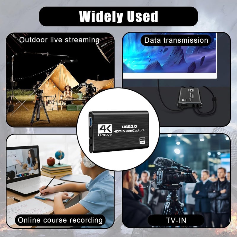 Ulker 4K Capture Card for Streaming, Full HD 1080P 60FPS USB 3.0 HDMI Audio Video Capture Card for Nintendo Switch PS5 Xbox 3ds PS4 PC Camera OBS, Capturadora De Video for Game Recording Live Streaming - Image 5